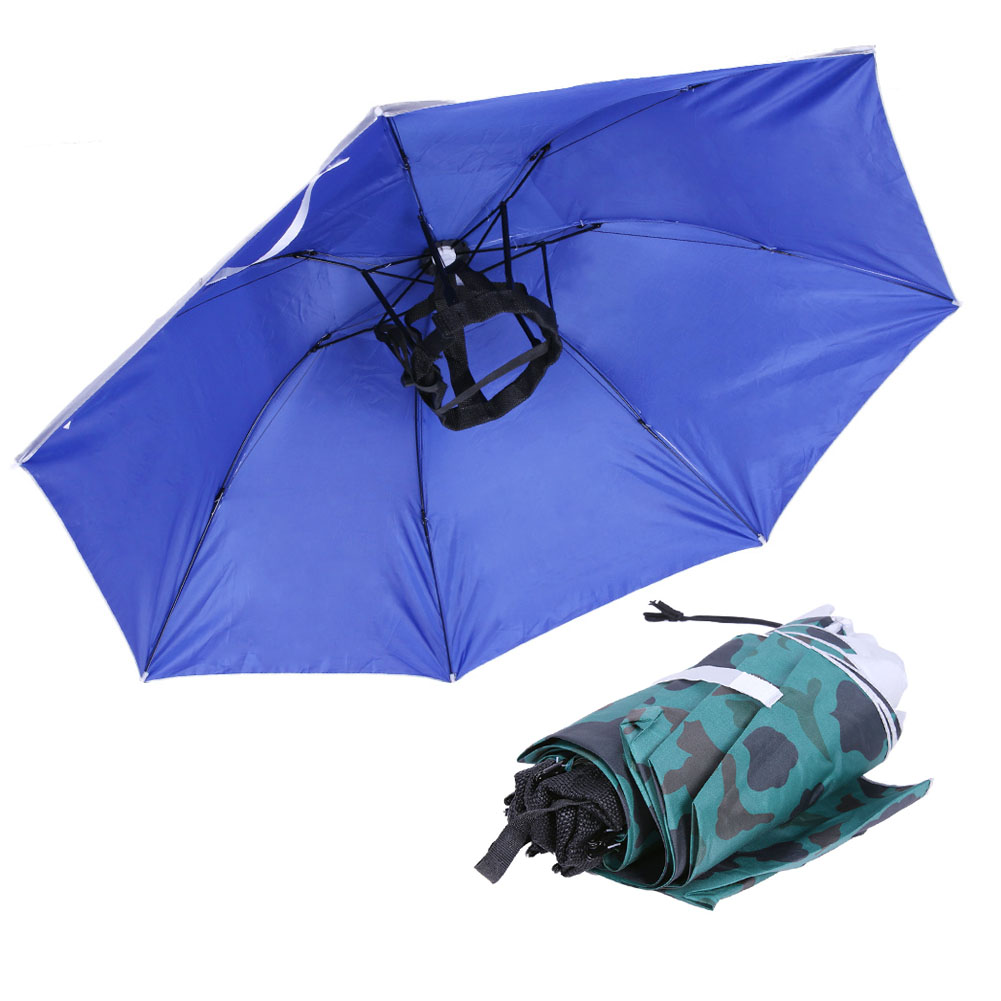 Outdoor Camping Umbrella - Foldable Head Umbrella Hat Rainproof Cap