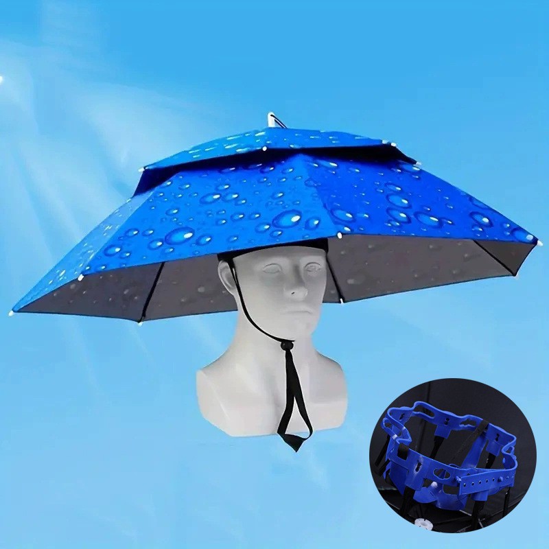 Outdoor Camping Umbrella - Double Layer Adjustable Fishing Umbrella Hat