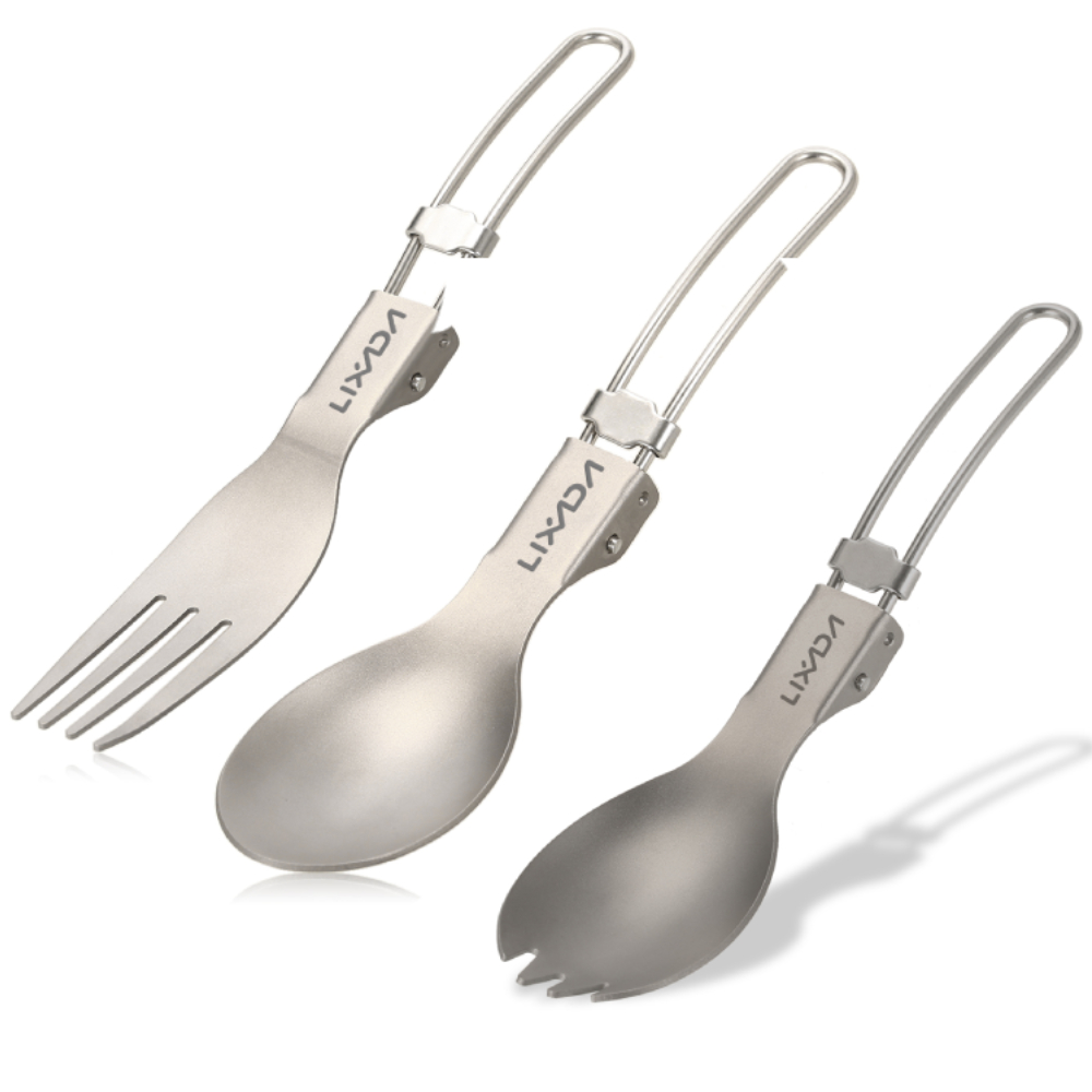Outdoor Camping Dining Set - Lixada Titanium Folding Fork Ultralight Outdoor