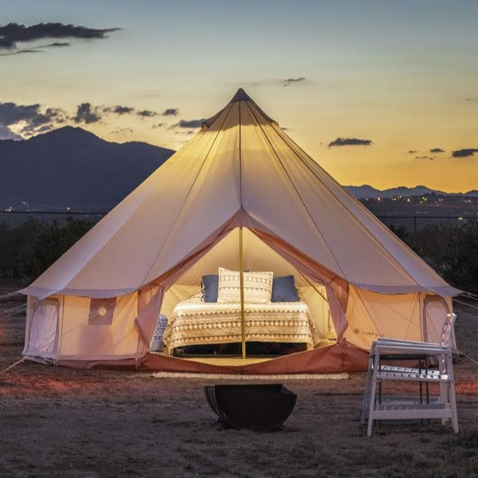 Outdoor Camping And Glamping - Canvas Bell Tent 4-Season Waterproof with