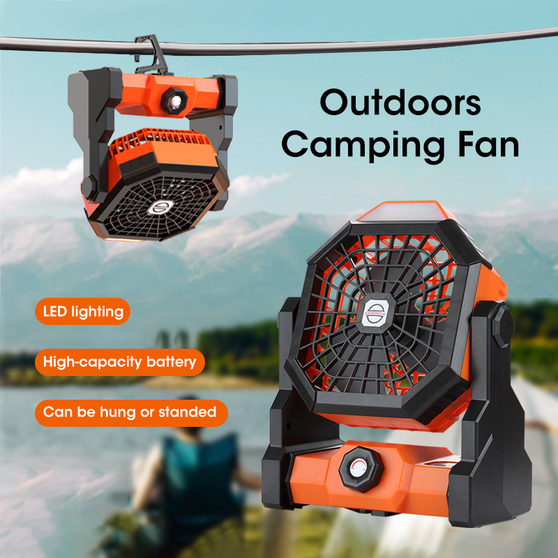 Outdoor Camping Misting Fan - 10000mAh Camping Fan with LED Lantern