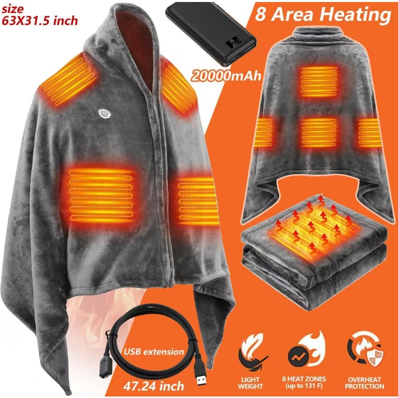 Outdoor Camping Heated Blanket - 2025 NewUSB Heated Shawl Blanket, Electric