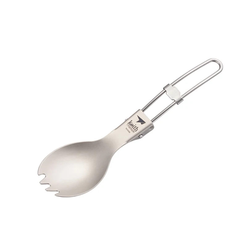 Outdoor Camping Dining Set - Keith Titanium Spork Foldable Handle Healthy