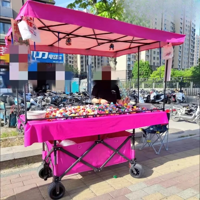 Outdoor Camping Folding Table - Stall Trolley with Large Table Board