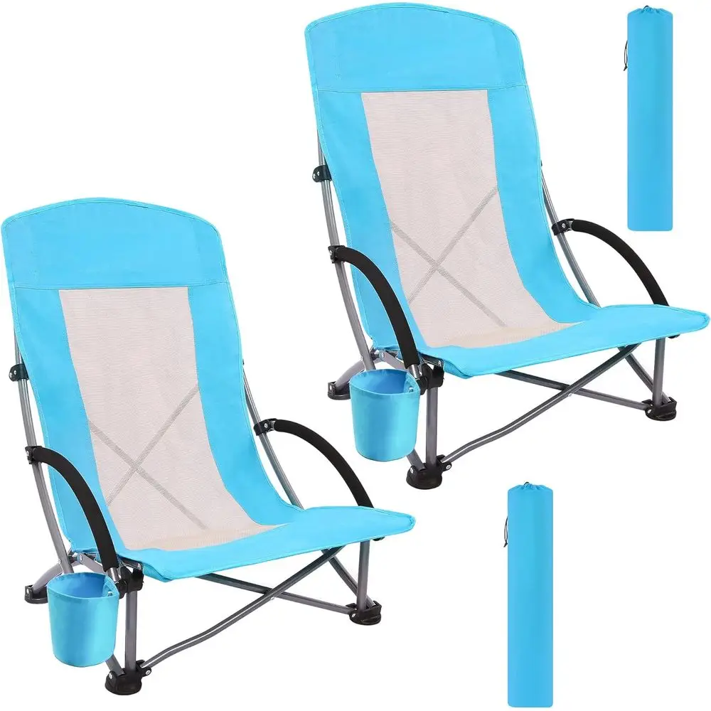 Portable 2-Pack Blue Beach Cha - Outdoor Camping High Chair recension och pris