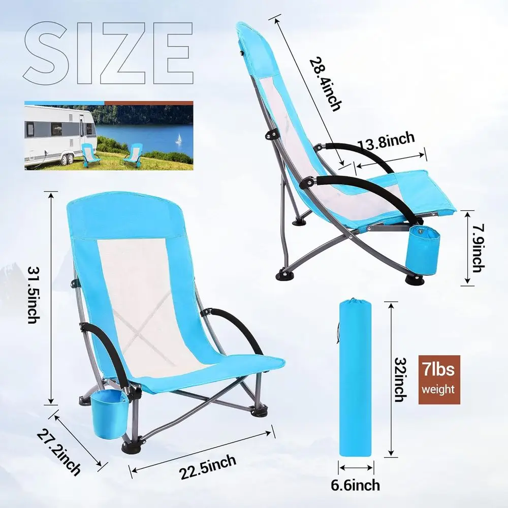 Portable 2-Pack Blue Beach Cha - Outdoor Camping High Chair recension och pris
