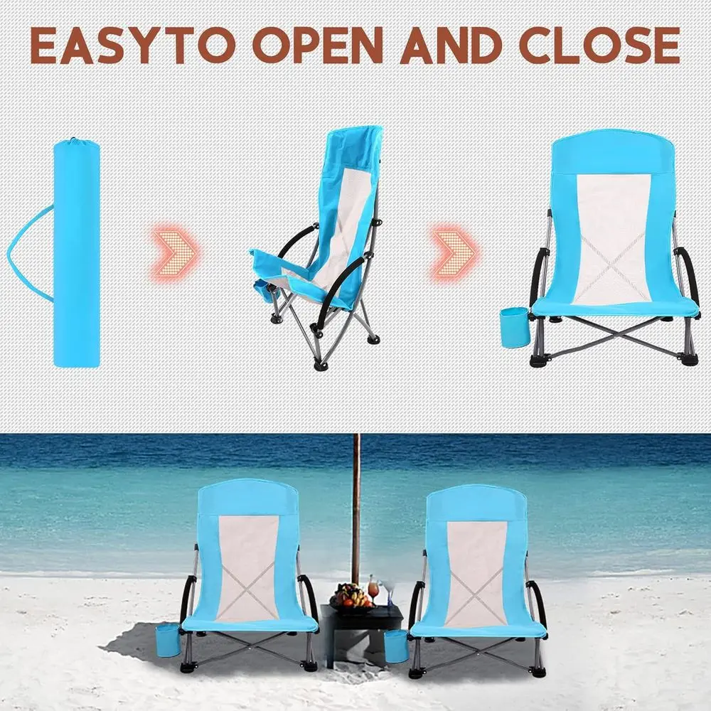 Portable 2-Pack Blue Beach Cha - Outdoor Camping High Chair recension och pris
