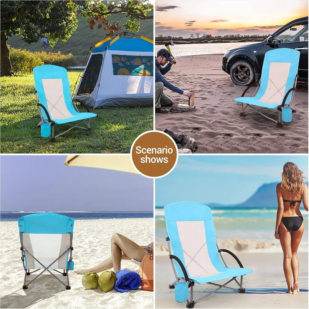 Portable 2-Pack Blue Beach Cha - Outdoor Camping High Chair recension och pris