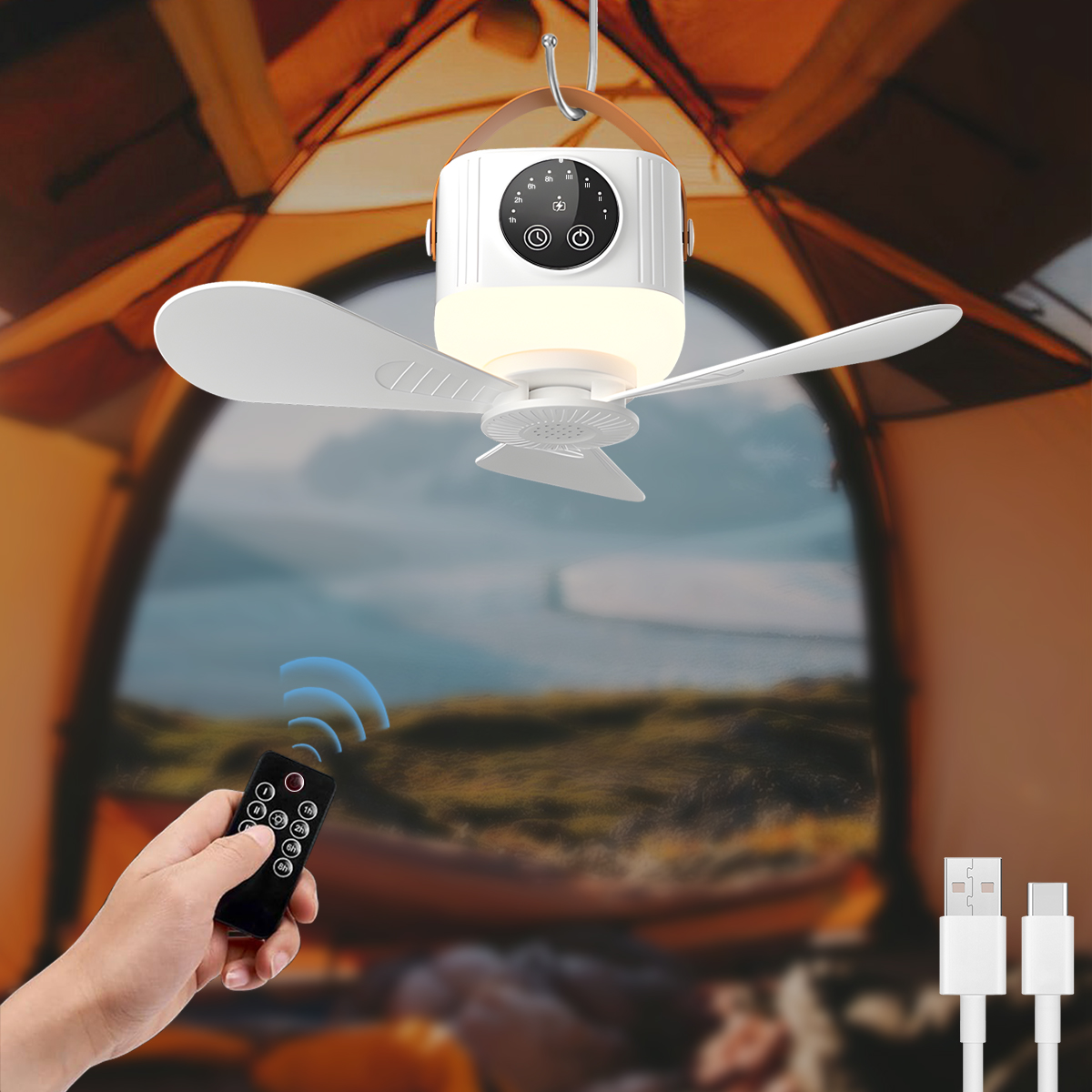 LED Light With Fan Portable Si - Outdoor Camping Misting Fan recension och pris