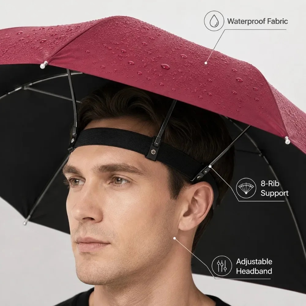 Foldable Head Umbrella Hat Han - Outdoor Camping Umbrella recension och pris