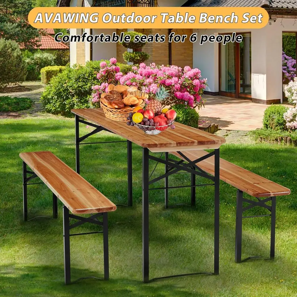 Portable 70 3-Piece Picnic Tab - Outdoor Camping Dining Set recension och pris