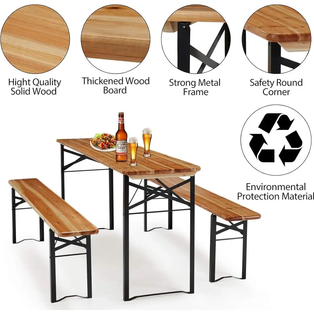 Portable 70 3-Piece Picnic Tab - Outdoor Camping Dining Set recension och pris
