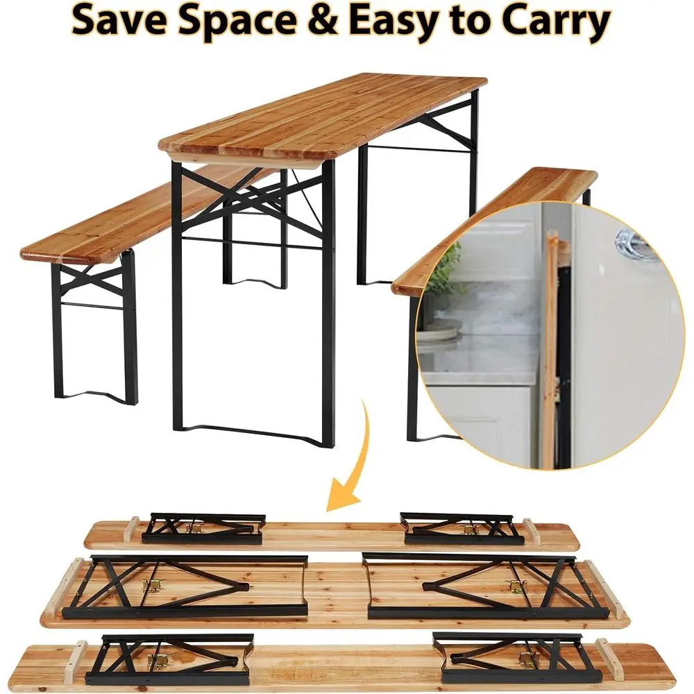 Portable 70 3-Piece Picnic Tab - Outdoor Camping Dining Set recension och pris