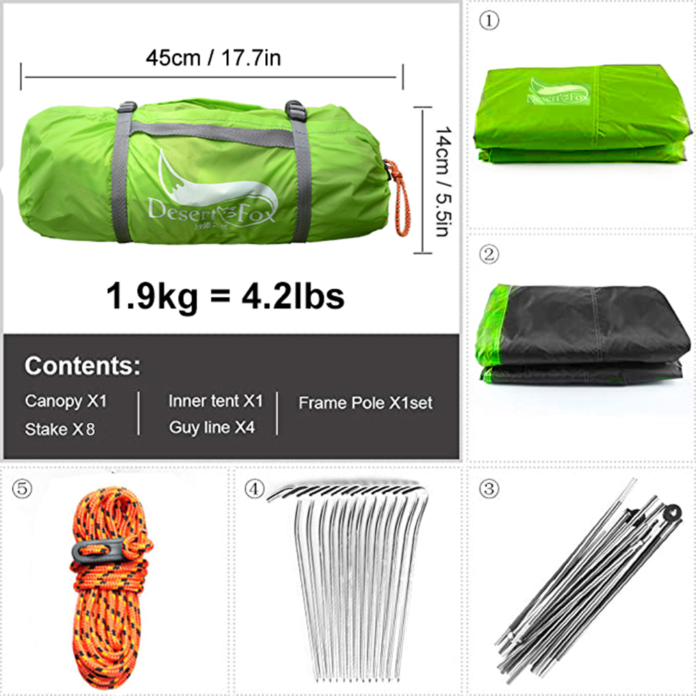 Desert&Fox 2 Person Tent Light - Outdoor Camping Dome recension och pris