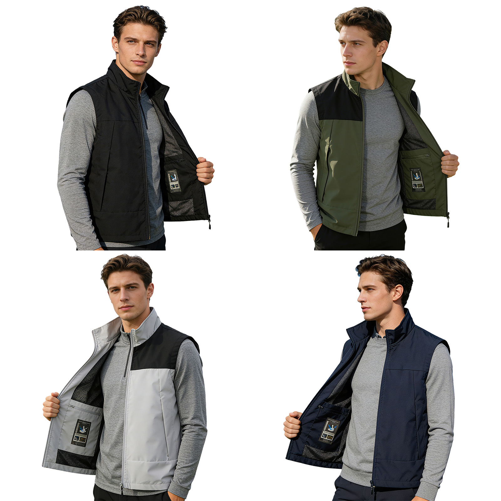#M-5XL Men Golf Vest Stand Col - Outdoor Camping Vest recension och pris