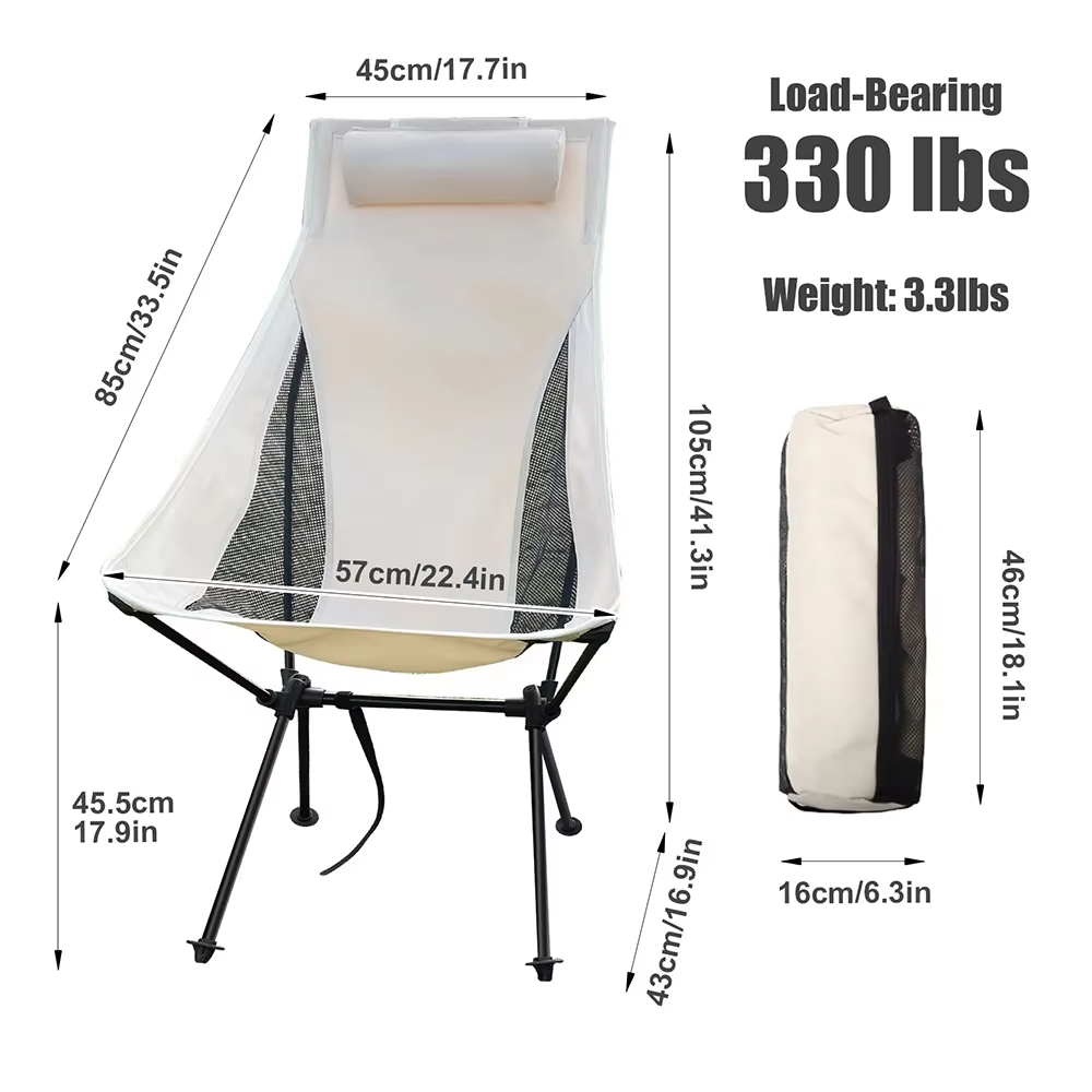 Detachable Headrest High Back  - Outdoor Camping High Chair recension och pris